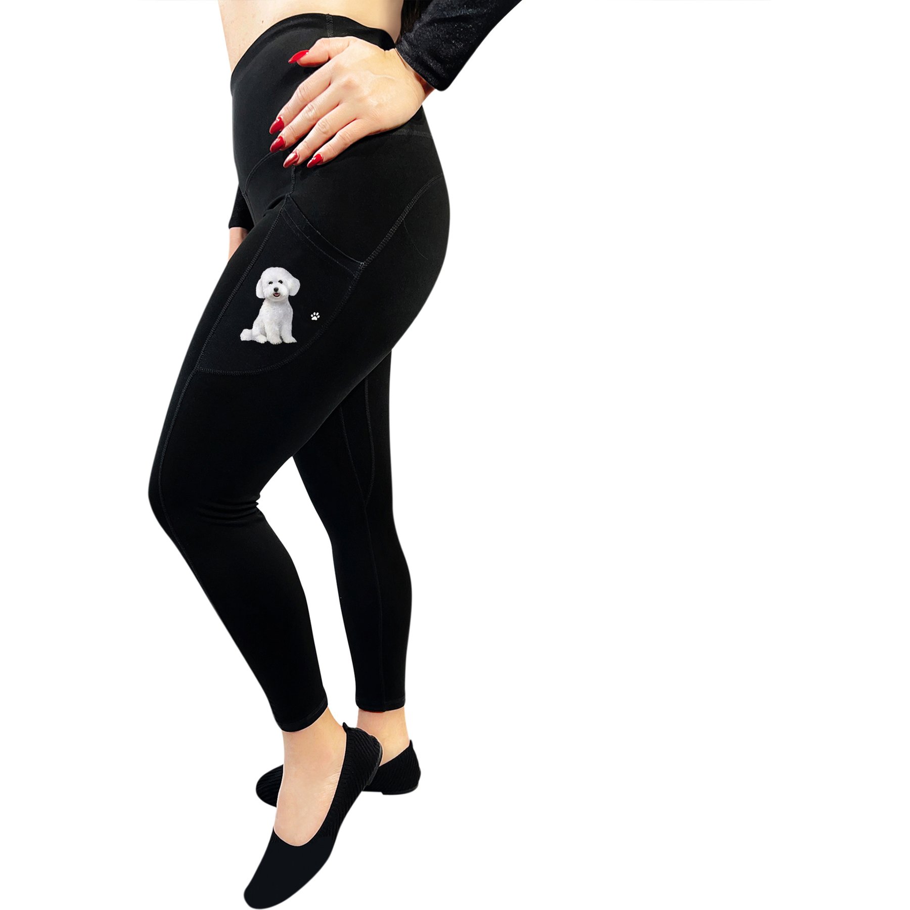 E&S PETS Bichon Frise High-Rise Everyday Leggings, Medium
