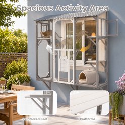 Yafylly Outdoor Window Catio Wooden Cat House, Grey & White slide 2 of 8