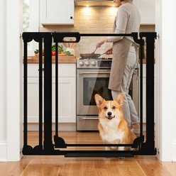 WAOWAO Auto-Close Clear Acrylic Dog Gate for Stairs & Hallways, 29-38-in, Black