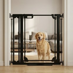 WAOWAO 40-in Tall Auto-Close Dual-Lock Clear Acrylic Baby & Pet Gate, Black, 29 to 37-in