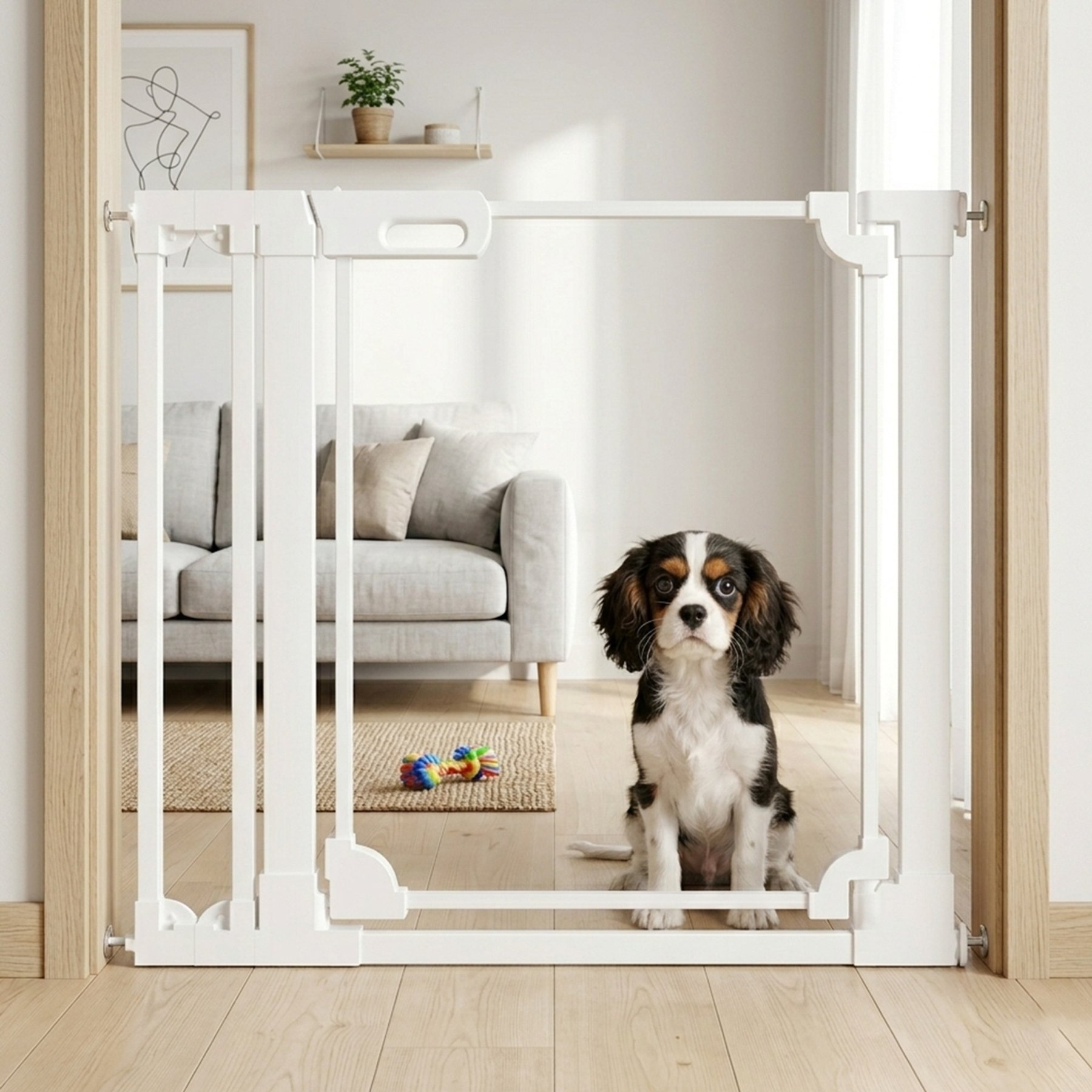 WAOWAO Auto-Close Clear Acrylic Dog Gate for Stairs & Hallways, 29-38-in, White