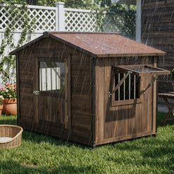 Yafylly Outdoor Wooden Raised Floor Dog House slide 2 of 6