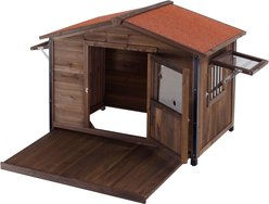 Yafylly Outdoor Wooden Raised Floor Dog House