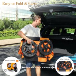 Yafylly Outdoor Heavy Duty Collapsible Dog Bicycle Trailer, Orange slide 2 of 6