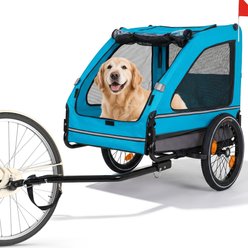 Yafylly Bike Trailer Dog Cart with Easy Folding Cart Frame, Quick Release Wheel, Non-Slip Floor & Internal Leash, Medium, Blue