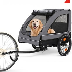Yafylly Bike Trailer Dog Cart with Easy Folding Cart Frame, Quick Release Wheel, Non-Slip Floor & Internal Leash, Medium, Gray