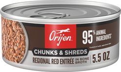 ORIJEN Regional Red Entree Chunks & Shreds Wet Cat Food, 5.5-oz can, case of 6