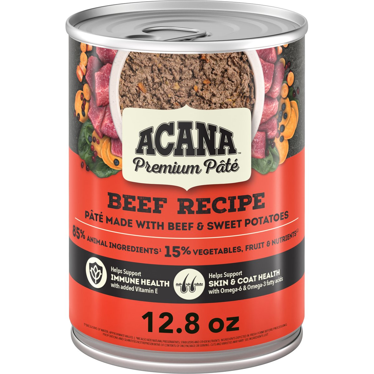 ACANA Premium Pate Beef in Bone Broth Grain-Free Wet Dog Food, 12.8-oz, case of 12