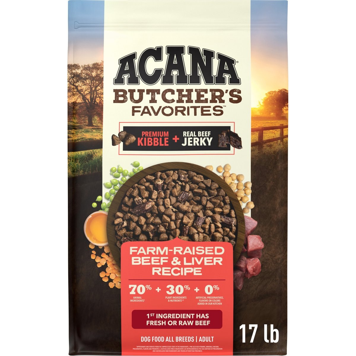 ACANA Butcher's Favorites Grain-Free Farm-Raised Beef & Liver Dry Dog Food, 17-lb bag
