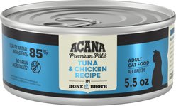 ACANA Premium Tuna & Chicken in Bone Broth Pate Wet Cat Food, 5.5-oz can, case of 12