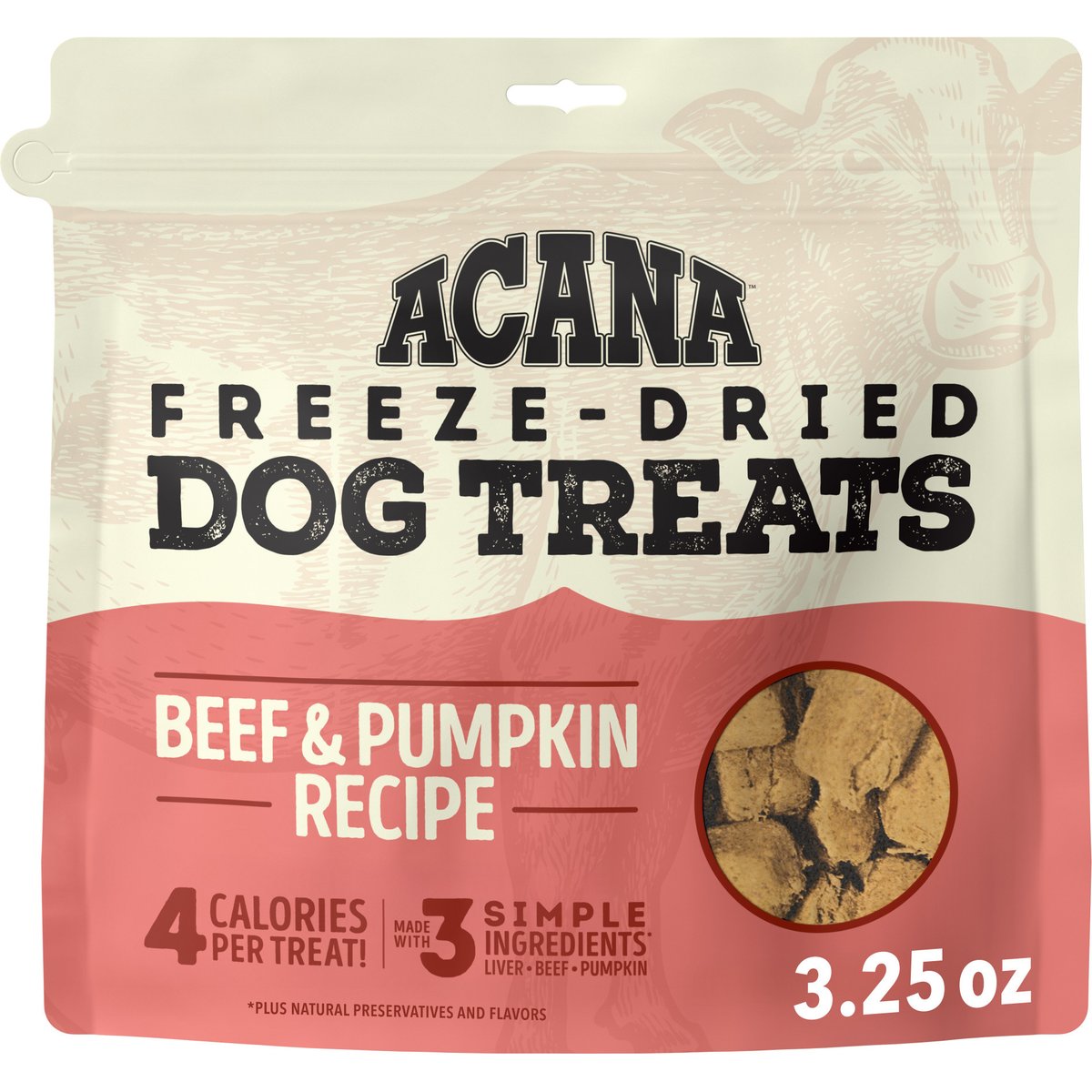 ACANA Singles Beef & Pumpkin Grain-Free Limited Ingredients & Freeze-Dried Dog Treats, 3.25-oz bag