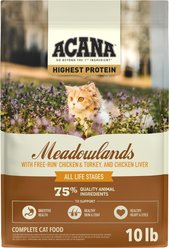 ACANA Meadowlands Chicken Turkey Fish & Cage-Free Eggs Grain-Free Dry Cat Food, 10-lb bag slide 2 of 9