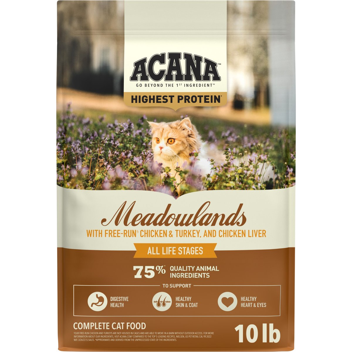 ACANA Meadowlands Chicken Turkey Fish & Cage-Free Eggs Grain-Free Dry Cat Food, 10-lb bag
