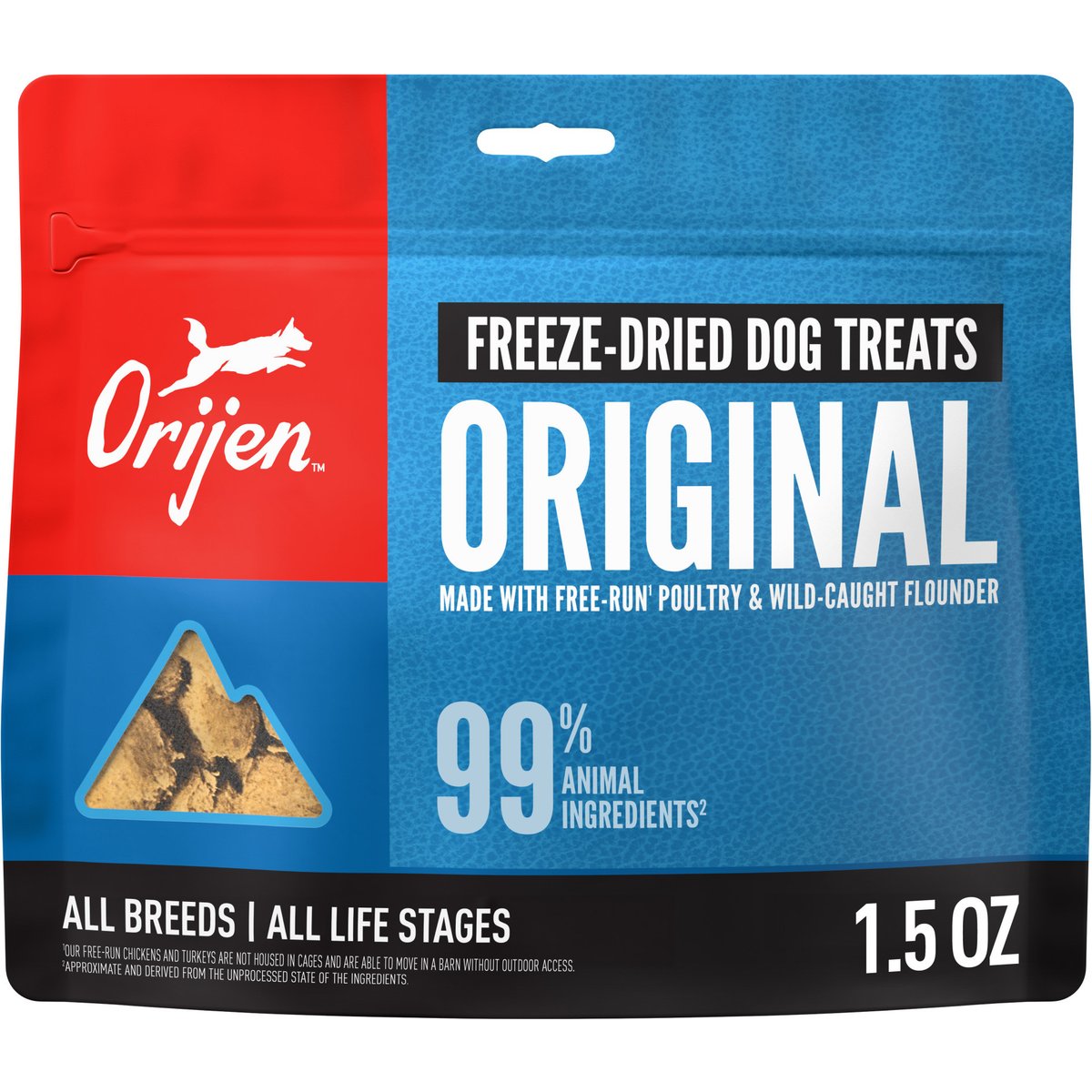 ORIJEN Original Grain-Free High-Protein Freeze-Dried Dog Treats, 1.5-oz bag