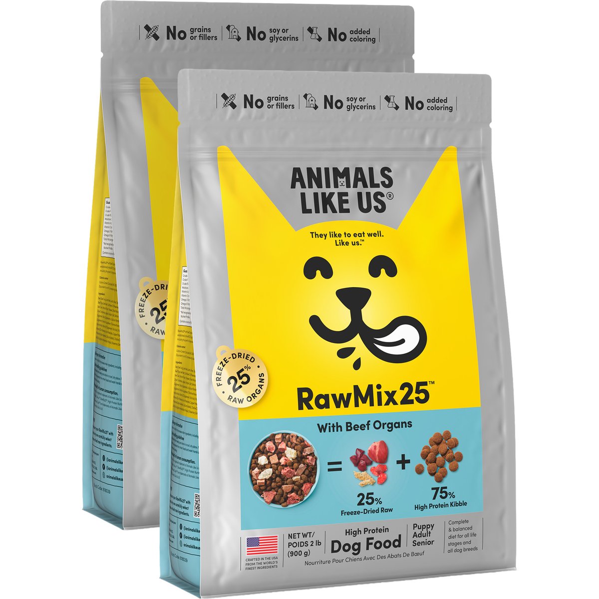 Animals Like Us RawMix25 Beef Organs Recipe Grain-Free Freeze-Dried Dog Food, 4-lb bundle