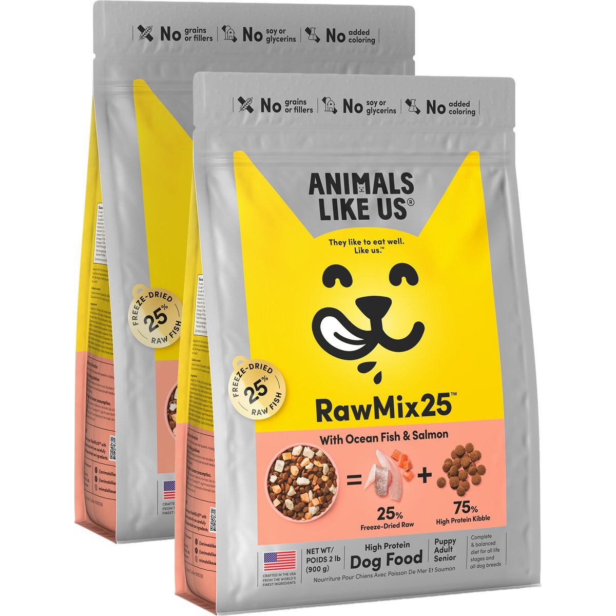 Animals Like Us RawMix25 Ocean Fish & Salmon Recipe Grain-Free Dog Food, 4-lb bundle