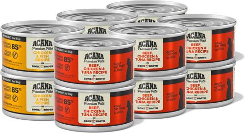 ACANA Premium Chicken & Fish + Beef Chicken & Tuna Variety Pack Pate in Bone Broth Wet Cat Food