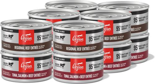ORIJEN Premium Regional Red Entrees Variety Pack Tuna Salmon & Beef Pate Wet Cat Food