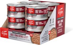 ORIJEN Beef & Tuna Entree Chunks & Shreds Wet Cat Food, 3-oz can, case of 12