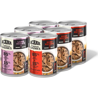 ACANA ACANA Premium Beef & Lamb Chunks in Bone Broth Variety Pack Grain-Free Wet Dog Food, 12.8-oz can, case of 6