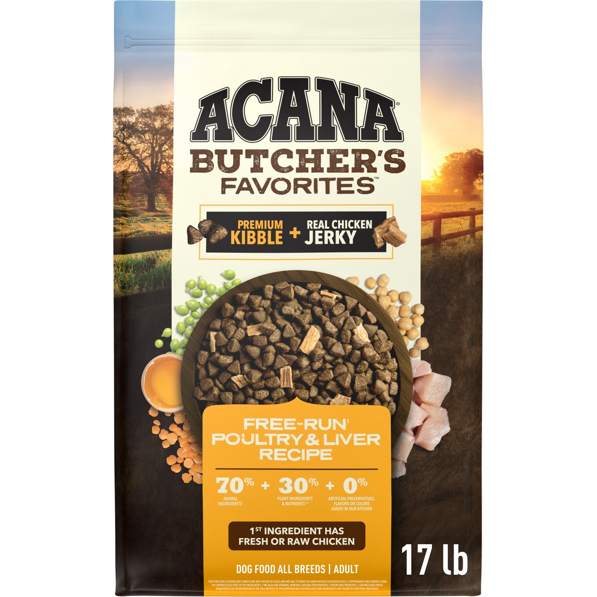 ACANA Butcher's Favorites Grain-Free Free-Run Poultry & Liver Dry Dog Food, 17-lb bag
