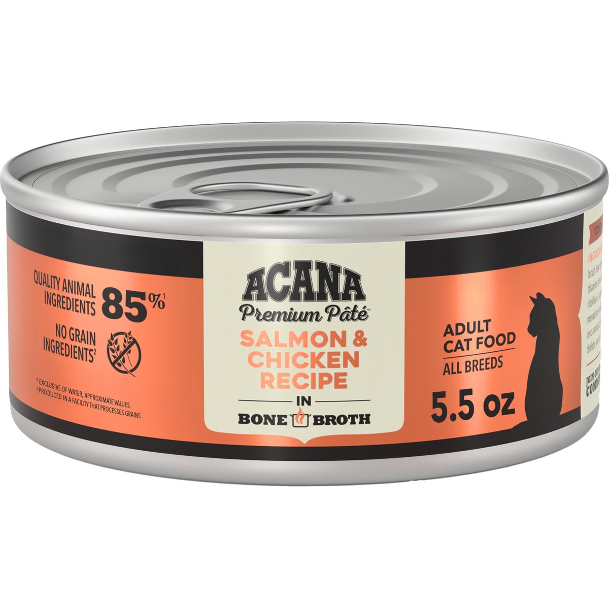 ACANA Premium Salmon & Chicken in Bone Broth Pate Wet Cat Food, 5.5-oz can, case of 12