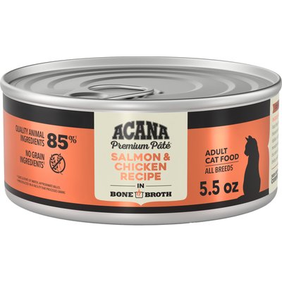 ACANA ACANA Premium Salmon & Chicken in Bone Broth Pate Wet Cat Food, 5.5-oz can, case of 12