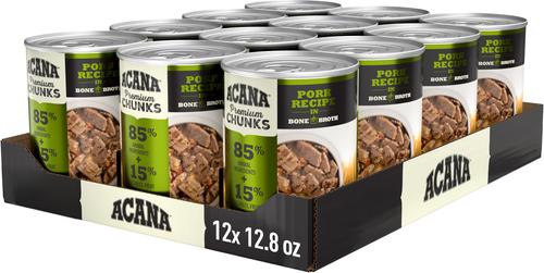 Show full view: ACANA Premium Chunks Pork in Bone Broth Grain-Free Wet Dog Food, 12.8-oz can, case of 12 slide 4 of 12