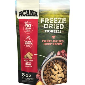 ACANA Ranch-Raised Beef Morsels Grain-Free High-Protein Freeze-Dried Dog Food & Topper, 8-oz bag