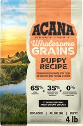 ACANA Wholesome Grains Puppy Real Chicken Eggs &Turkey Dry Dog Food, 4-lb bag slide 1 of 9