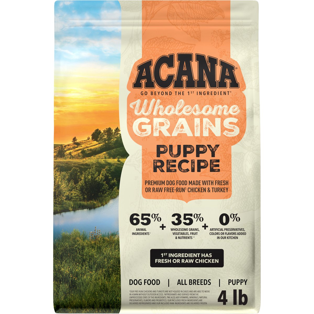 ACANA Wholesome Grains Puppy Real Chicken Eggs &Turkey Dry Dog Food, 4-lb bag