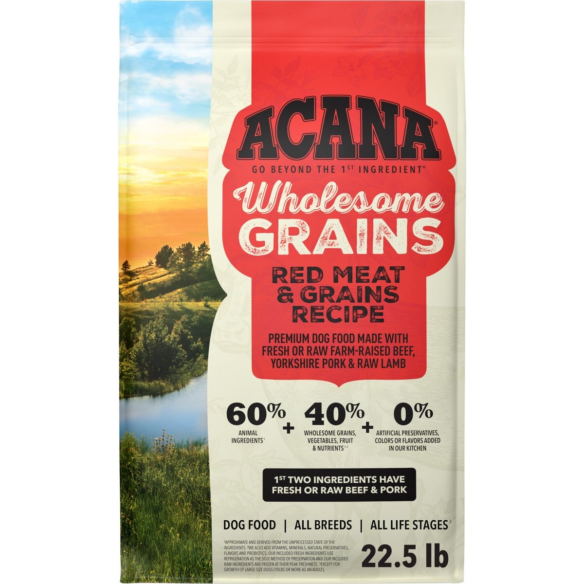 ACANA Red Meat & Grains Beef Pork & Lamb Wholesome Grains Dry Dog Food, 45-lb bundle