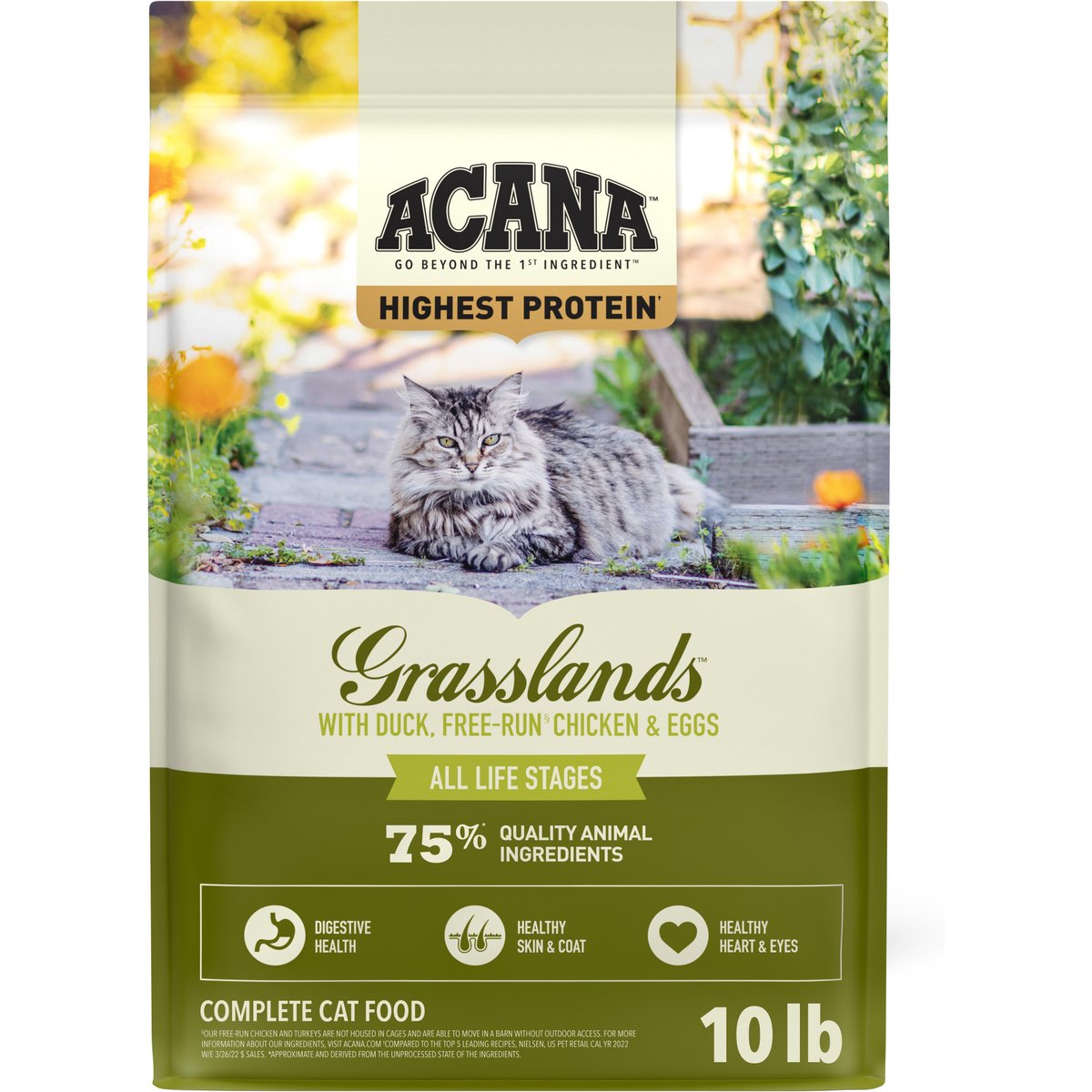 ACANA Grasslands Chicken Duck Turkey Fish & Quail Grain-Free Dry Cat Food, 10-lb bag