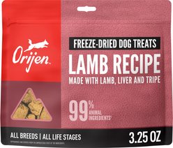 ORIJEN Grass Fed Lamb Grain-Free High-Protein Freeze-Dried Dog Treats, 3.25-oz bag
