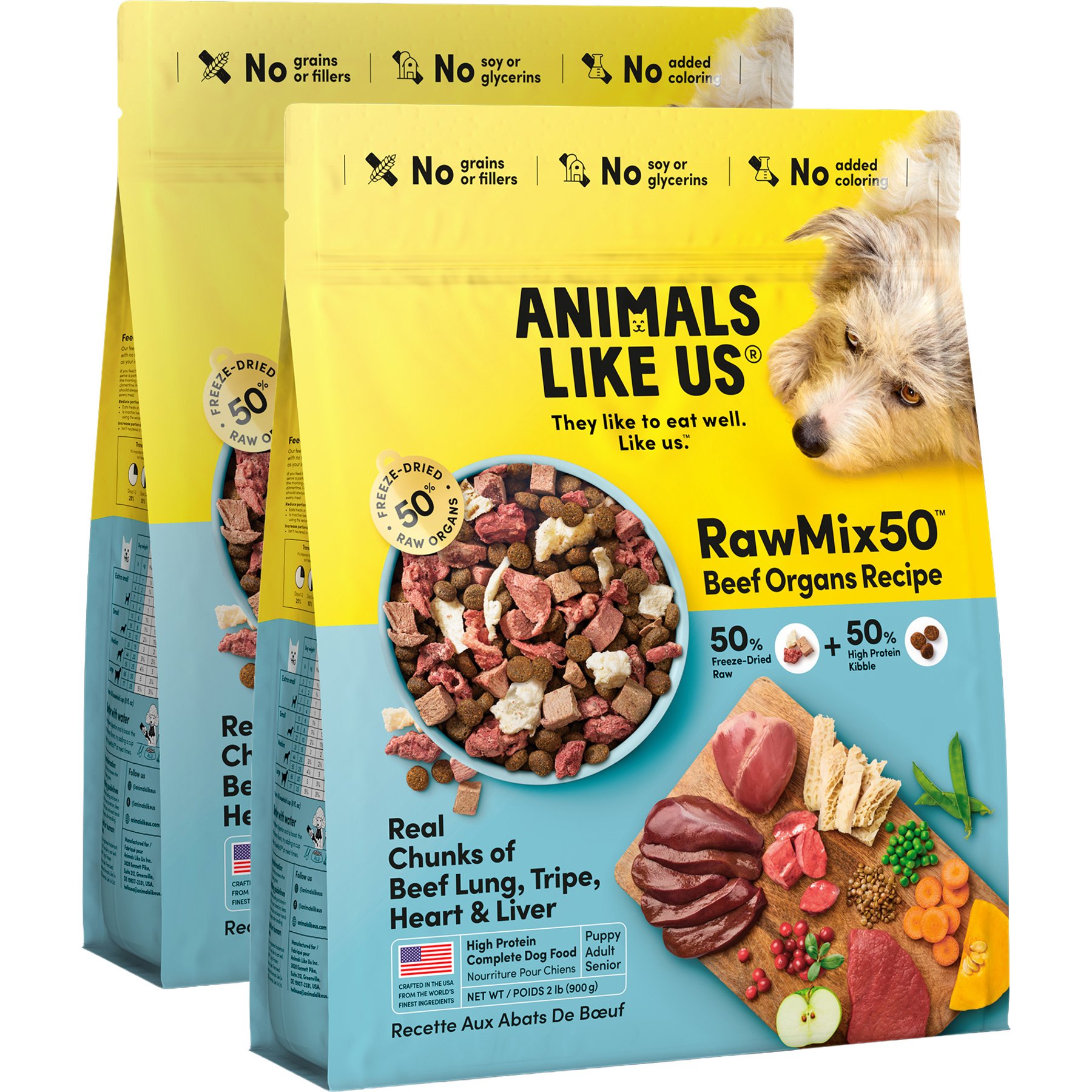 Animals Like Us RawMix50 Beef Organs Recipe Grain-Free Freeze-Dried Dog Food, 4-lb bundle