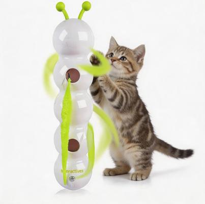 ring vibrate ALLFORPAWS Interactive Wack'A'Worm Post Cat Toy, White/Green