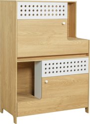 Cesicia Natural 2-in-1 House Side Table Two Small & Medium Sized Cat Litter Box Enclosure with Storage