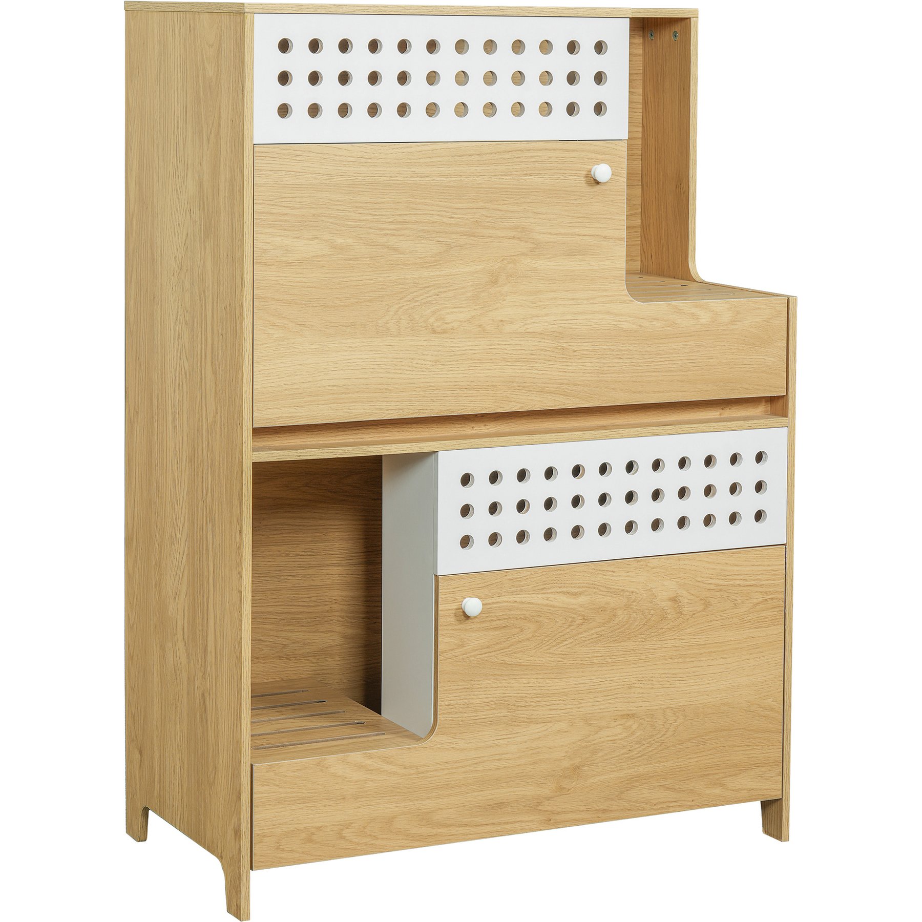 Cesicia Natural 2-in-1 House Side Table Two Small & Medium Sized Cat Litter Box Enclosure with Storage