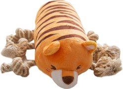Snugarooz Tug N' Tiger Squeaky Plush Dog Toy, Brown