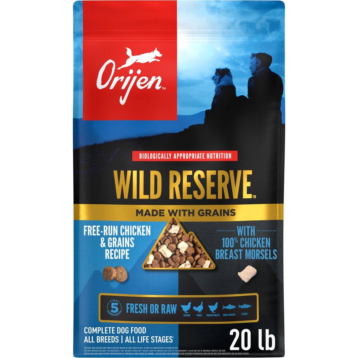 ORIJEN Wild Reserve Free-Run Chicken & Grains Dry Dog Food Recipe, 20-lb bag