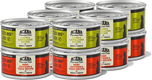 ACANA Premium Beef Chicken & Tuna + Lamb Variety Pack Pate in Bone Broth Wet Cat Food