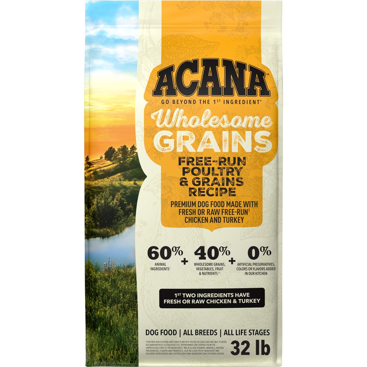 ACANA Free-Run Poultry Wholesome Grains Dry Dog Food, 32-lb bag