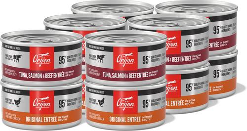 ORIJEN Premium Original Entrees Variety Pack Tuna Salmon & Beef Pate Wet Cat Food