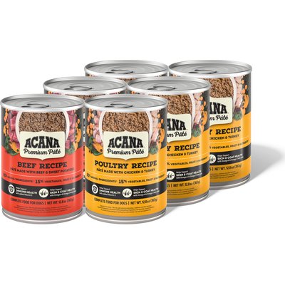 ACANA ACANA Premium Beef & Poultry Pate in Bone Broth Variety Pack Grain-Free Wet Dog Food, 12.8-oz can, case of 6