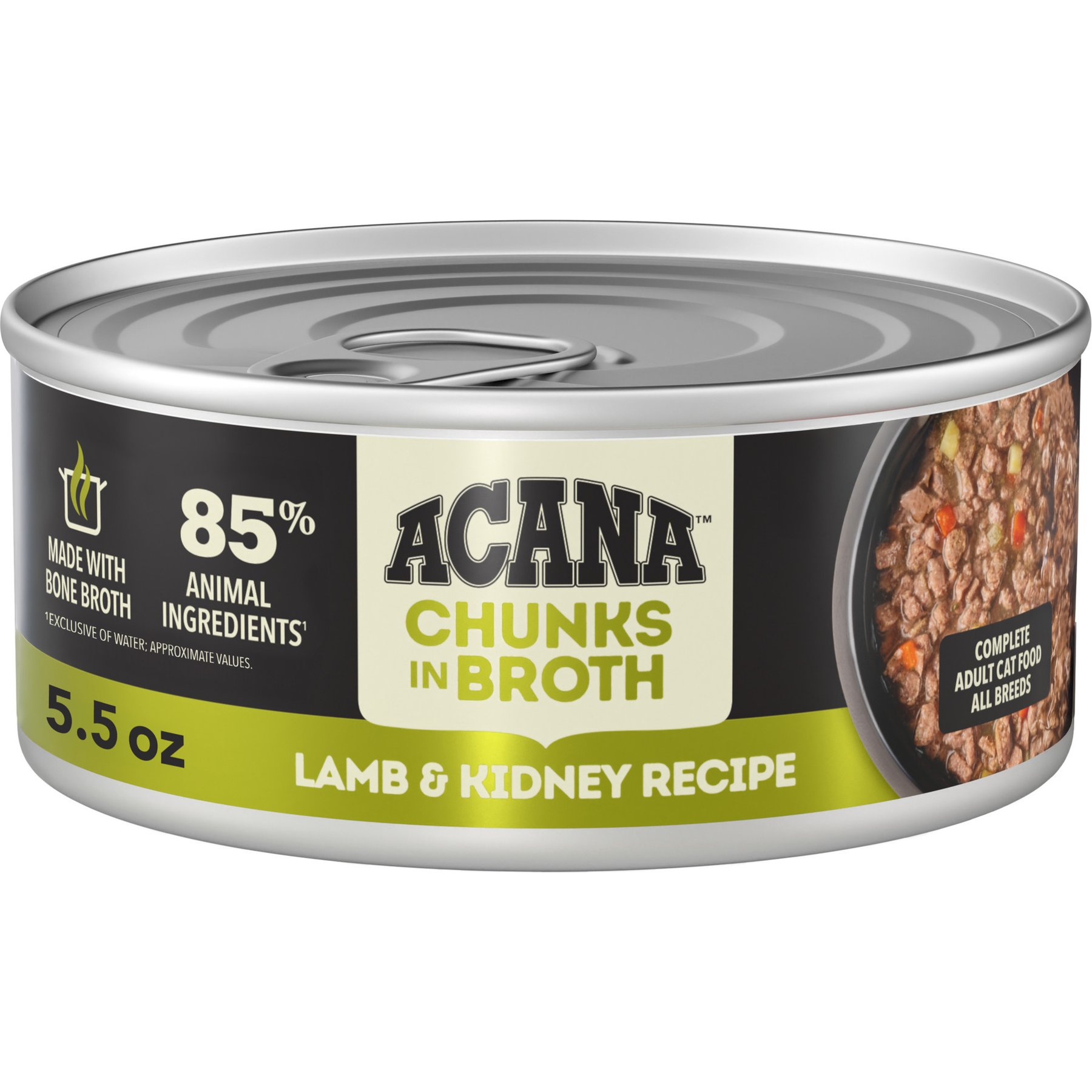 ACANA Lamb & Kidney Chunks in Broth Wet Cat Food, 5.5-oz can, case of 6