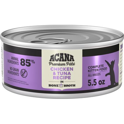 ACANA ACANA Premium Chicken & Tuna in Bone Broth Pate Kitten Wet Cat Food, 5.5-oz can, case of 6