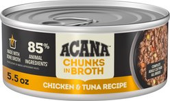 ACANA Chicken & Tuna Chunks in Broth Wet Cat Food, 5.5-oz can, case of 6