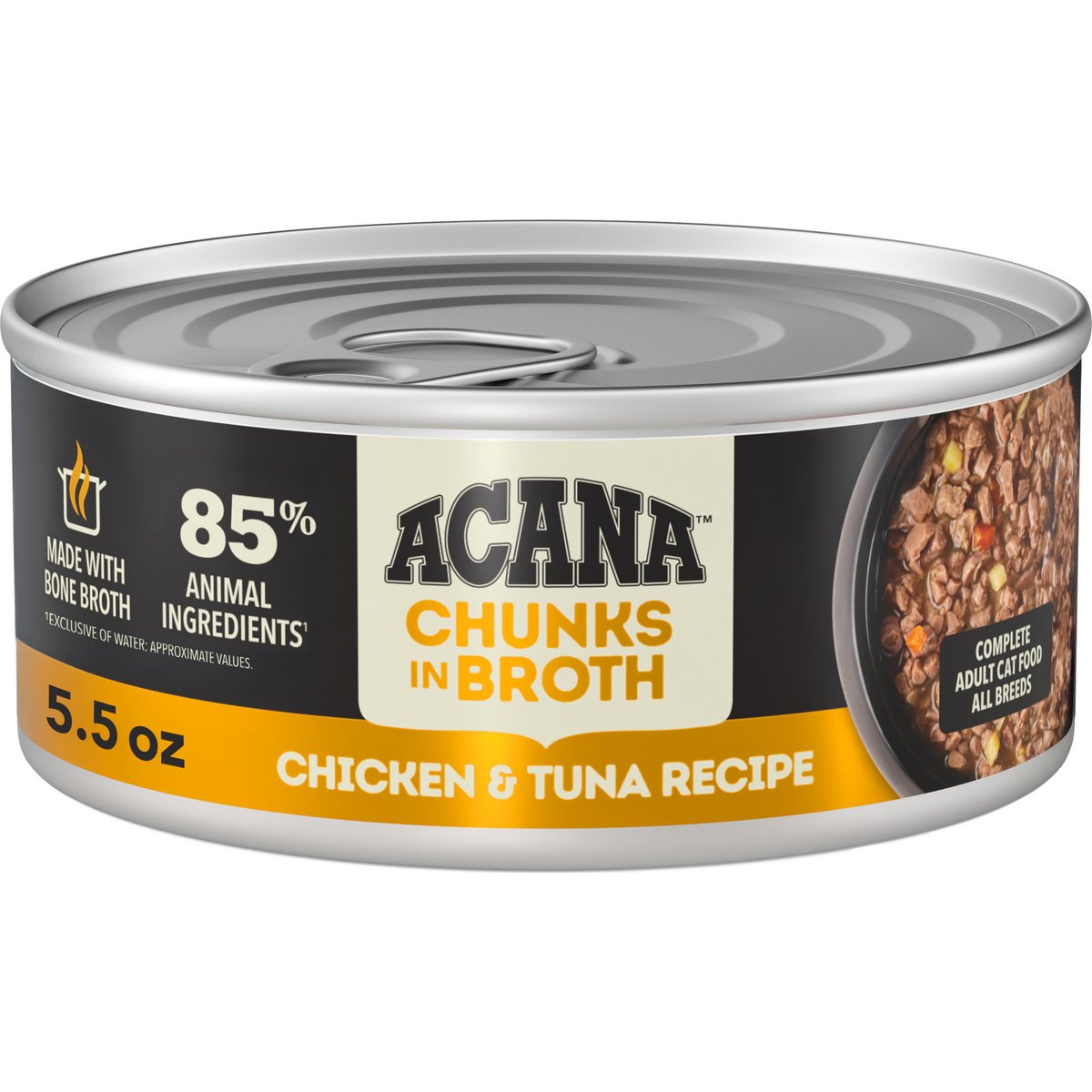 ACANA Chicken & Tuna Chunks in Broth Wet Cat Food, 5.5-oz can, case of 6
