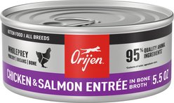 ORIJEN Premium Chicken & Salmon Entree in Bone Broth Pate Wet Kitten Cat Food, 5.5-oz can, case of 6