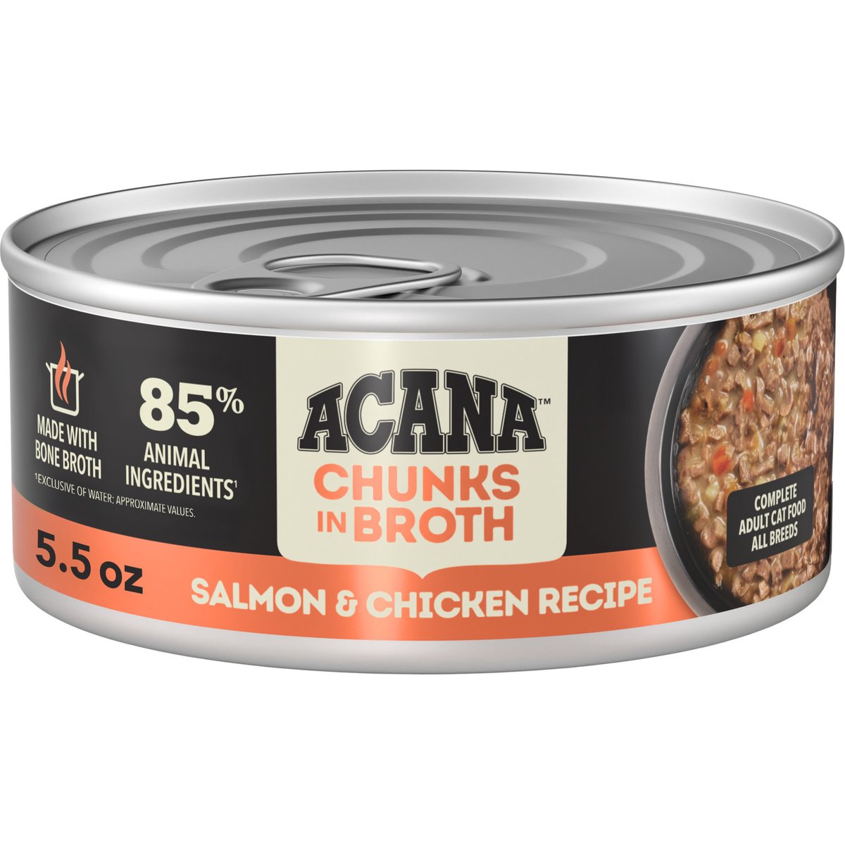 ACANA Salmon & Chicken Chunks in Broth Wet Cat Food, 5.5-oz can, case of 6